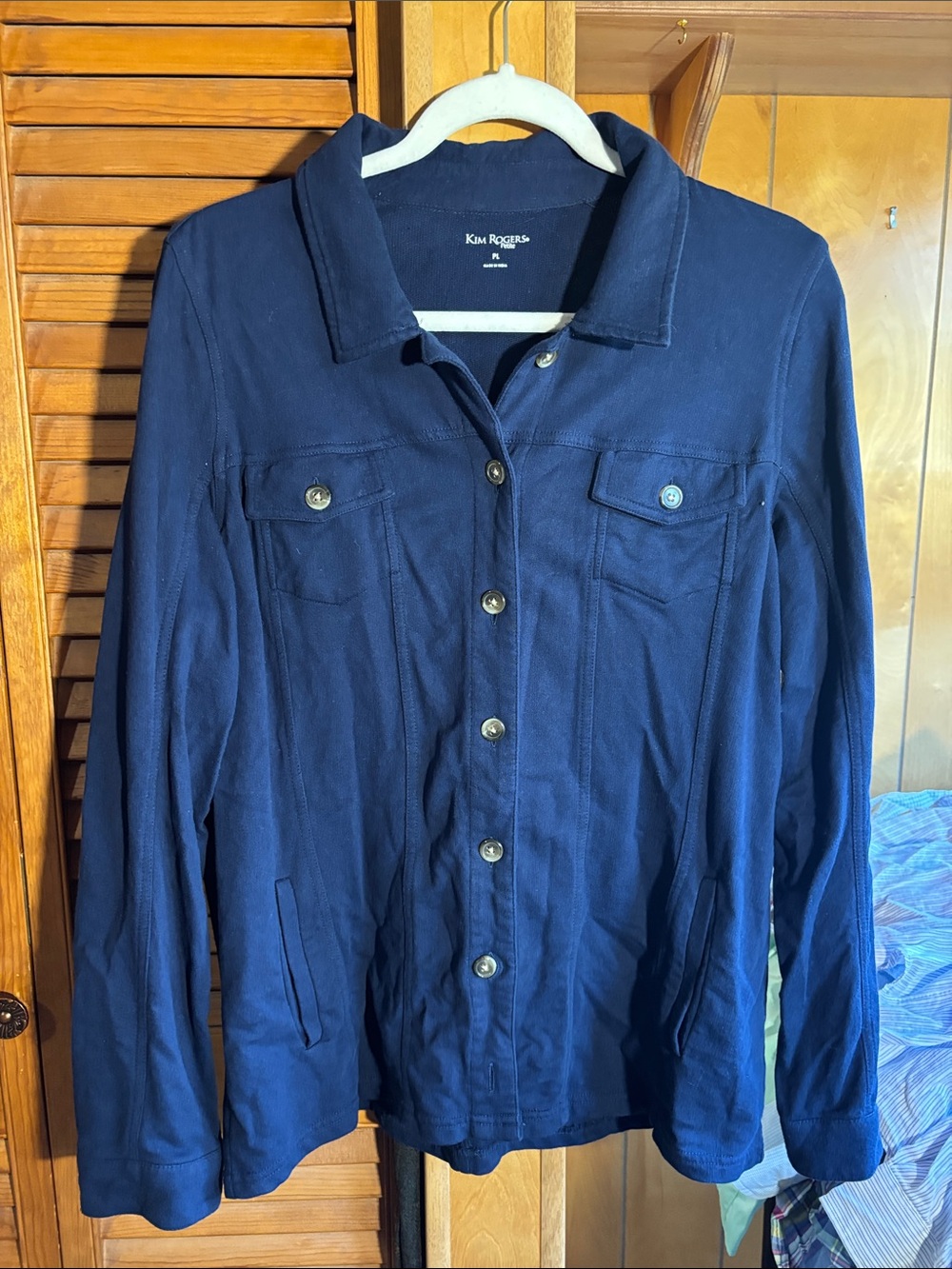 Kim Rogers Navy Button-Front Jean Jacket